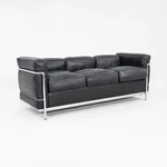1980S Le Corbusier Perriand Jeanneret For Cassina LC2 Three Seat Sofa Black Used. Price: $9500.00.