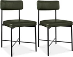 Moss Green Faux Leather Dining Chair Set Of 2 With Metal Frame And Cushions New. Price: $149.99.