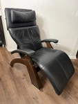 Human Touch PC-420 Dark Walnut Zero Gravity Perfect Chair Black Prem Leather Used. Price: $2095.00.