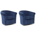 Pemberly Row Set Of 2 19"H Polyester Fabric Swivel Club Chair In Blue New. Price: $597.89.