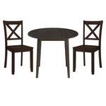 Rome + Oak Drop Leaf Table With Of 2 X-back Chairs, Wooden Dining Set, Brown New. Price: $314.99.
