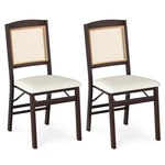 Folding Dining Chairs Set Of 2 W/linen Padded Seat & Rattan Backrest For Kitchen New. Price: $139.99.