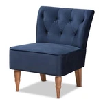 Bowery Hill Contemporary Blue Velvet And Walnut Brown Finished Wood Accent Chair New. Price: $234.36.