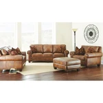 Steve Silverado Top-grain Leather Accent Chair With Toss Pillows Camel New. Price: $1631.82.