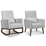 Costway 2 Pcs Dual-use Upholstered Rocking Armchair W/pillow Light Grey New. Price: $189.99.