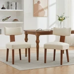 Set Of 2 Linen Fabric Dining Chairs Curved Backrest, Solid Wood Legs, Beige New. Price: $164.99.