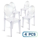 Foh Set Of 4 Modern Clear Crystal Ghost Chair, Accent Side Desk For Dining New. Price: $274.55.