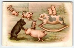 Pigs Fantasy Anthropomorphic Postcard Piglets Piggyback On Rocking Chair A&mb Used. Price: $25.90.