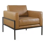Homepop Modern Faux Leather Accent Chair With Matte Black Metal Legs In Brown New. Price: $307.99.