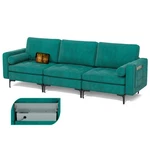 Modular 3-SEAT Sofa Couch W/ Socket Usb Ports & Side Storage Pocket Teal New. Price: $289.99.