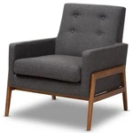 Baxton Studio Perris Upholstered Lounge Chair In Dark Grey And Walnut New. Price: $321.99.