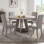 Gaomon 3-PIECE 47.24" Round Dining Table Set With Upholstered Chairs, New. Price: $538.38.