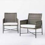 2PK Wicker & Metal X Frame Patio Accent Chairs - Gray Threshold/studio Mcgee Open. Price: $215.83.