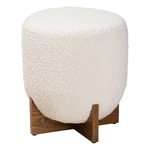 Baxton Studio Fisk Cream Boucle Fabric And Walnut Brown Wood Ottoman Footstool New. Price: $124.61.