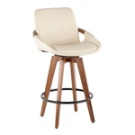 Lumisource Counter Stool, Walnut And Cream Faux Leather B26-COSMOWL-CR New. Price: $150.00.