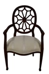 Ethan Allen Spider-back Armchair Upholstered Creme Fabric Vintage #13-7131 Used. Price: $695.00.