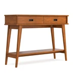 Simpli Home Draper 42 Inch Wide Solid Wood Console Table Teak Brown New. Price: $349.00.
