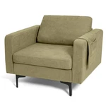 Modern Linen Fabric Single Sofa Chair W/ Cozy Backrest & Wide Armrest Green New. Price: $135.99.