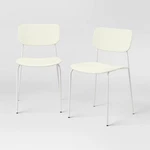 Set Of 2 Molded Plastic With Metal Base Dining Chair White - New. Price: $46.99.