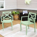 Tristana Plastic Stackable Patio Armchair - Green Set Of 4 By Sunnydaze New. Price: $399.00.