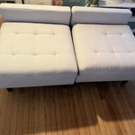 EQ3 Joan Extended Seat Tufted Accent Chairs Dove Black Ash Legs Set Of 2 Used. Price: $1400.00.