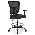 Costway Mesh Drafting Chair Office W/adjustable Armrests & Foot-ring Black New. Price: $109.99.
