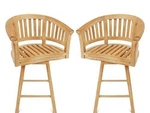 (set Of 2) Windsor Premium Grade Teak Kensington Curved Arm Swivel Bar Chairs New. Price: $1700.00.
