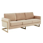 Leisuremod Lincoln 83" Modern Upholstered Velvet Sofa Beige New. Price: $1497.91.