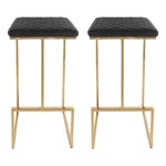 Leisuremod Quincy Stitched Leather Gold Metal Bar Stools Set 2 Charcoal Black New. Price: $146.06.