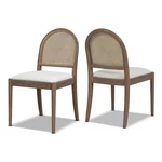 Panama 18.5" Curved Cane Rattan Side Dining Chair Set Of 2 Ivory White Boucle New. Price: $480.14.