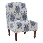Linon Hawksbill Upholstered Turtle Print Armless Accent Chair Blue & Cream New. Price: $276.19.