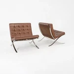 1976 Mies Van Der Rohe For Knoll Barcelona Lounge Chair Brown Leather 2X Avail Used. Price: $4750.00.