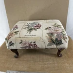 Usa Made Queen Anne Leg Floral Fabric Cover Small Footstool Used. Price: $119.00.