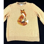 Charter Club Petite Tan Marl Fox Intarsia Cotton Blend Sweater Pm Animal Print Pre-owned. Price: $20.00.