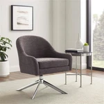 Linon London Upholstered Steel Leg Swivel Accent Chair Gray Fabric New. Price: $203.77.