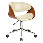 Benjara Joan 23" Office Chair- 360 Swivel- Beige Faux Leather & Brown Frame New. Price: $229.99.