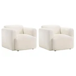 Pemberly Row Set Of 2 Upholstered Fabric Track Arm Accent Chairs In White New. Price: $1082.61.