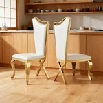 2PCS Dining Chairs Modern Design With White Pu Stainless Steel For Kitchen Room New. Price: $317.99.