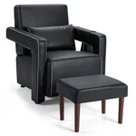 Costway Breathable Leathaire Single Sofa Chair W/ Ottoman & Waist Pillow Black New. Price: $159.99.