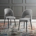 Modway Rouse Dining Side Chair Upholstered Fabric Set Of 2 Black Light Gray New. Price: $375.00.