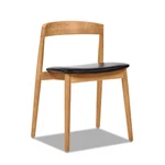 Raven 20.5" Oak Wood Dining Chair Warm Natural Brown & Black Faux Leather New. Price: $159.08.