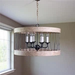 Homeroots 635747 Black & Natural Wood Metal Cylinder Light Dimmable Chand... New. Price: $230.27.