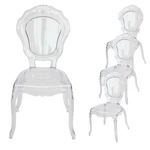 Foh Set Of 4 Clear Ghost Dining Chairs, Acrylic For Events Crown-back New. Price: $376.20.