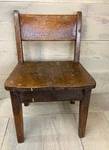Antique Small Oak Wooden School Chair 19.75" Tall Used. Price: $25.00.