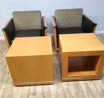 Pair Decca Contract Rottet Lounge Chairs And Matching Tables Knoll Gala Calm Used. Price: $6900.00.
