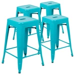 Flash 24" High Counter-height Bar Stool, Set Of 4, Teal New. Price: $289.99.