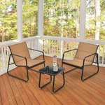 Tangkula 3 Pieces Patio Conversation Set, Outdoor Metal Chair & Table Breat New. Price: $89.99.