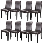 Set Of 8 Brown Leather Dining Chairs Modern Elegant Design For Home & Kitchen New. Price: $273.58.