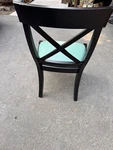 Set Of 8 Dining Chairs 37"H - Upholstered Teal Ostrich Leather Look Black Wood New. Price: $500.00.