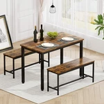 Dining 43 Set Chairs 2 Benches Adjustable Feet Brown Wood Rovibek Room New. Price: $154.99.